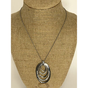 MCM Crown Trifari Silver Tone Oval Circles With Rhinestones Necklace